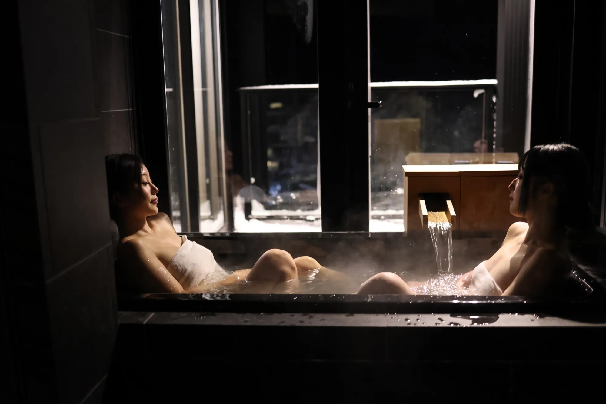 Two guests in private onsen
